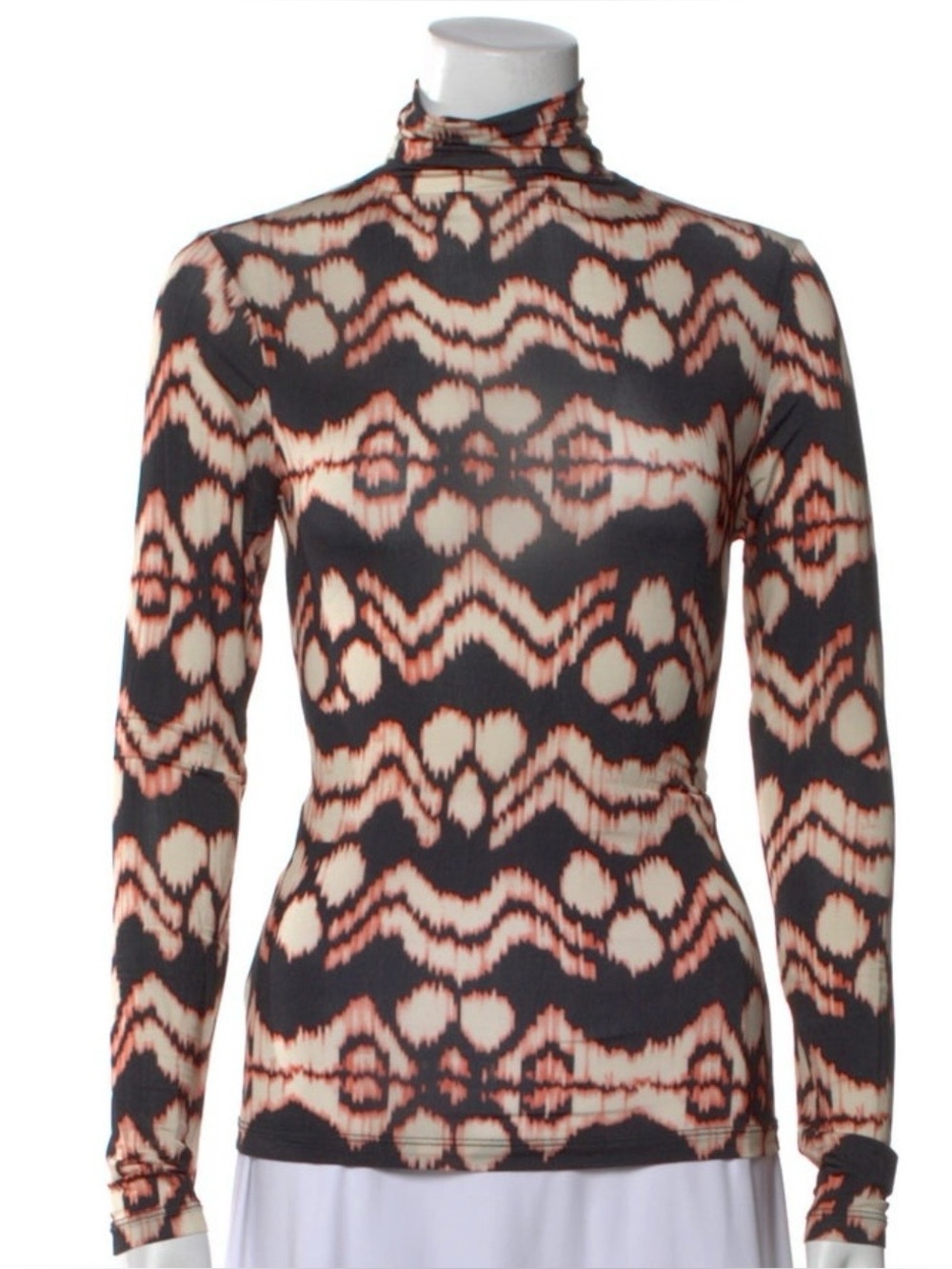 Ulla Johnson Black and Cream Wave-Print Long-Sleeve Blouse